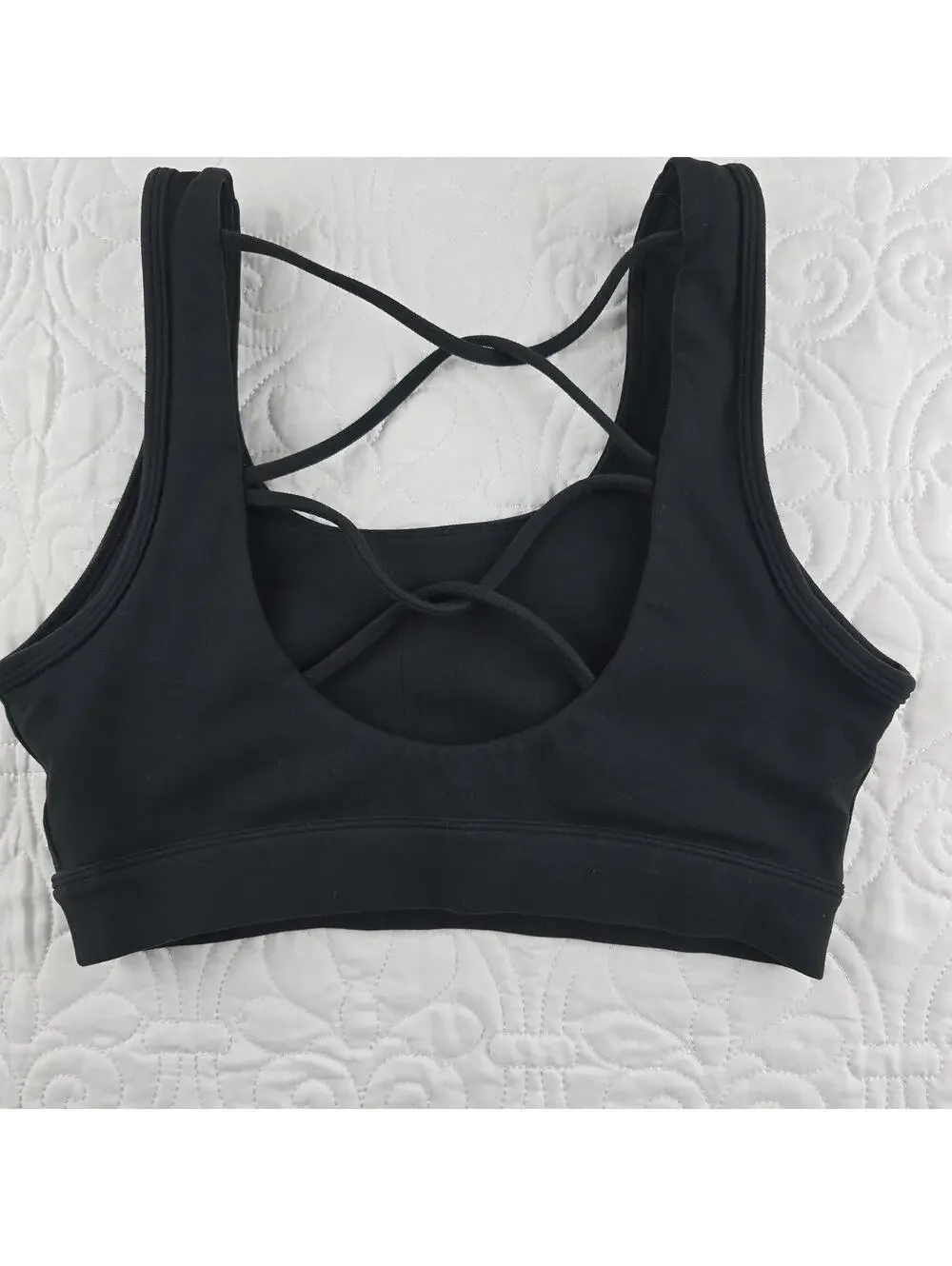 P’TULA Black Strappy Back Longline Sports Bra Activewear Yoga Top Size M